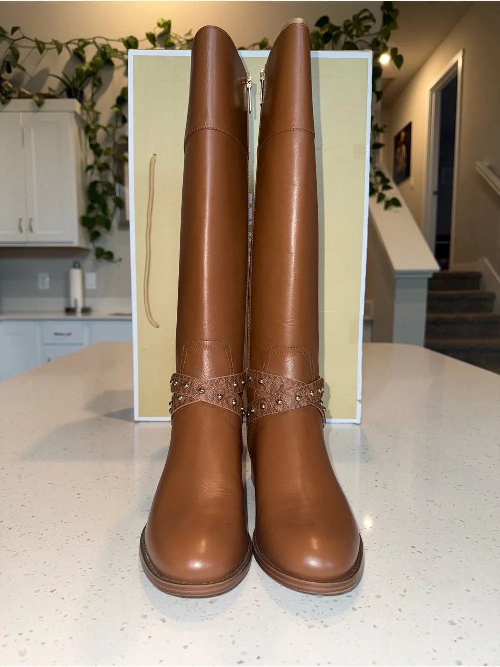 Michael Kors Tan Brown Leather Tall Riding Boots